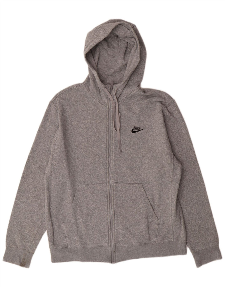 NIKE Mens Zip Hoodie Sweater Medium Grey Cotton