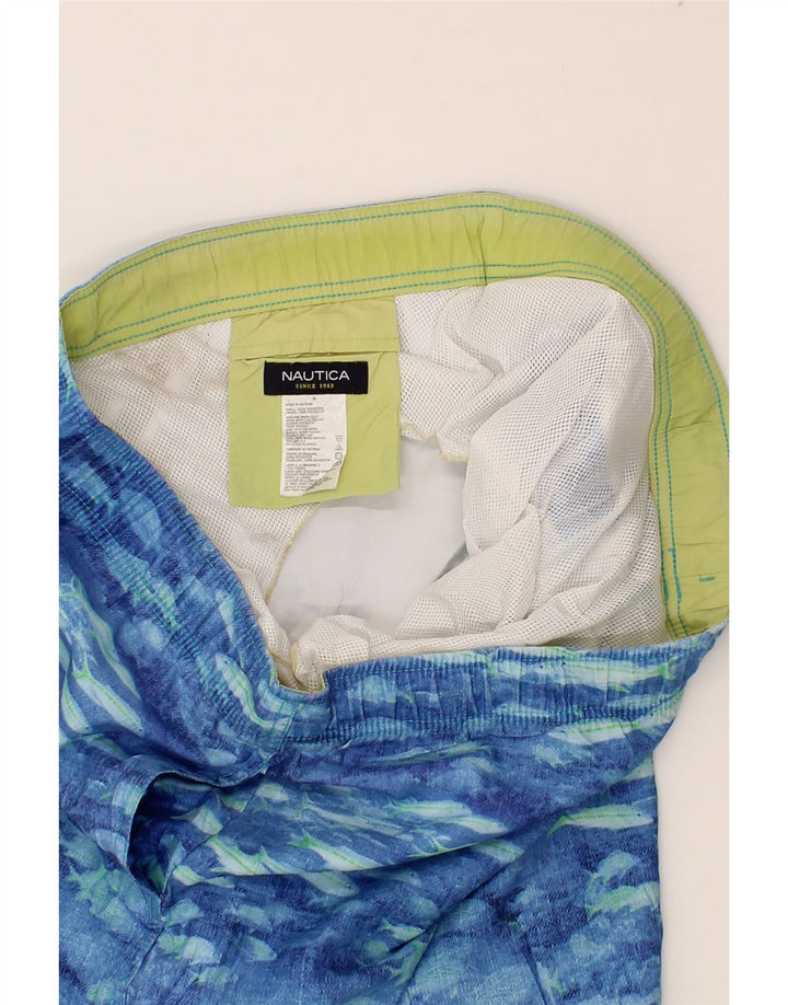 NAUTICA Mens Abstract Pattern Swimming Shorts Medium Blue Polyester Vintage Nautica and Second-Hand Nautica from Messina Hembry 