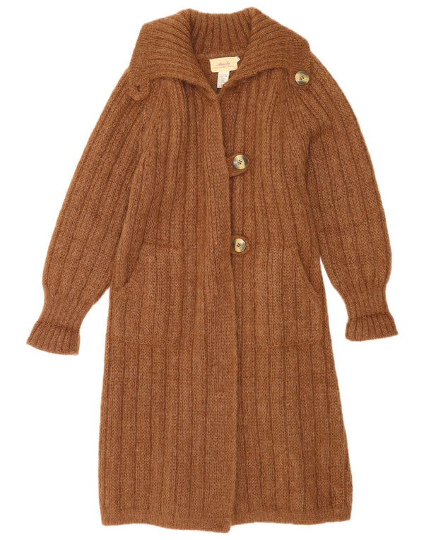 Vintage γυναικείο oversized Longline ζακέτα UK 14 Medium Brown Modal