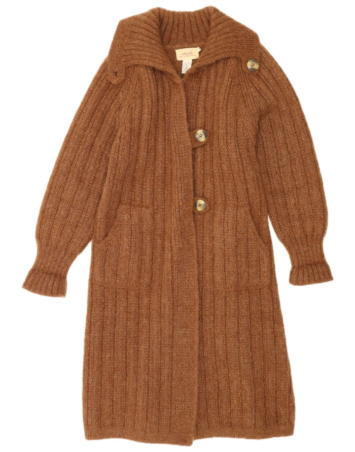 Vintage γυναικείο oversized Longline ζακέτα UK 14 Medium Brown Modal