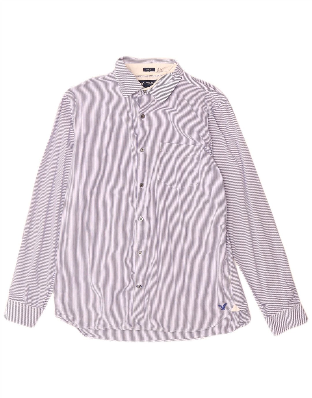 Ανδρικό πουκάμισο American Eagle Slim Fit μεγάλο μπλε ριγέ βαμβακερό