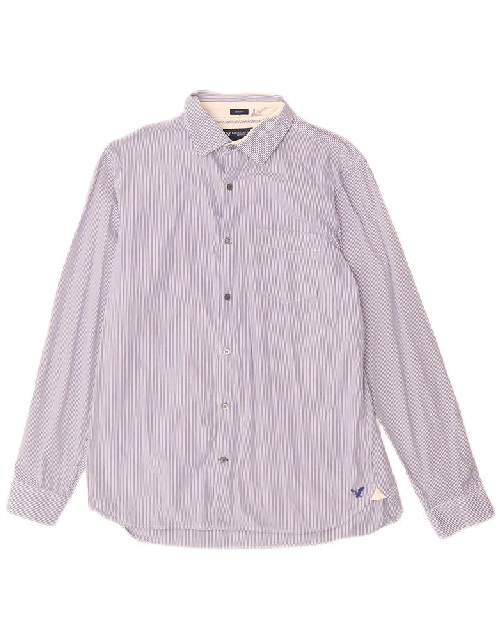 Ανδρικό πουκάμισο American Eagle Slim Fit μεγάλο μπλε ριγέ βαμβακερό