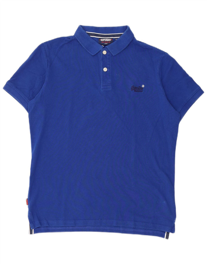 Ανδρικό πουκάμισο πόλο Superdry μεγάλο μπλε βαμβακερό