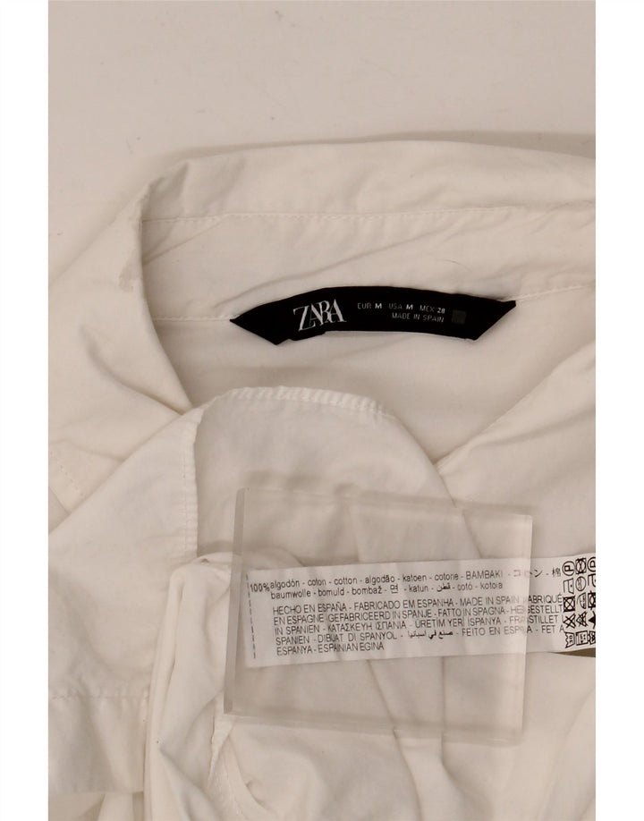 ZARA Γυναικείο πουκάμισο Oversized Φόρεμα UK 14 Μεσαίο λευκό βαμβακερό