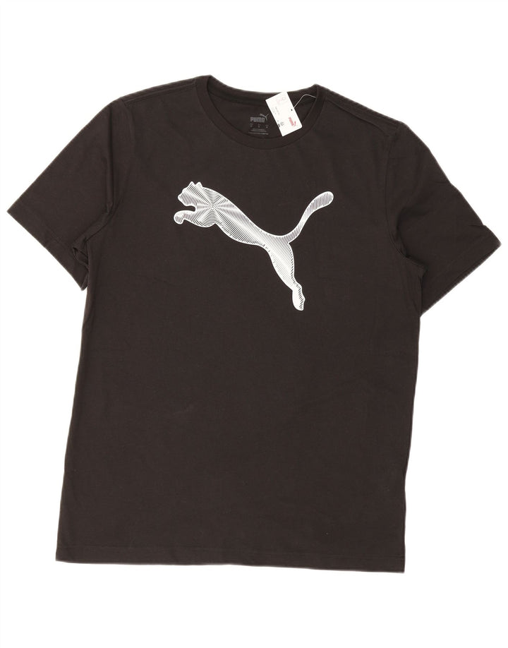 Ανδρικό γραφικό μπλουζάκι Puma, μεσαίο μαύρο βαμβακερό