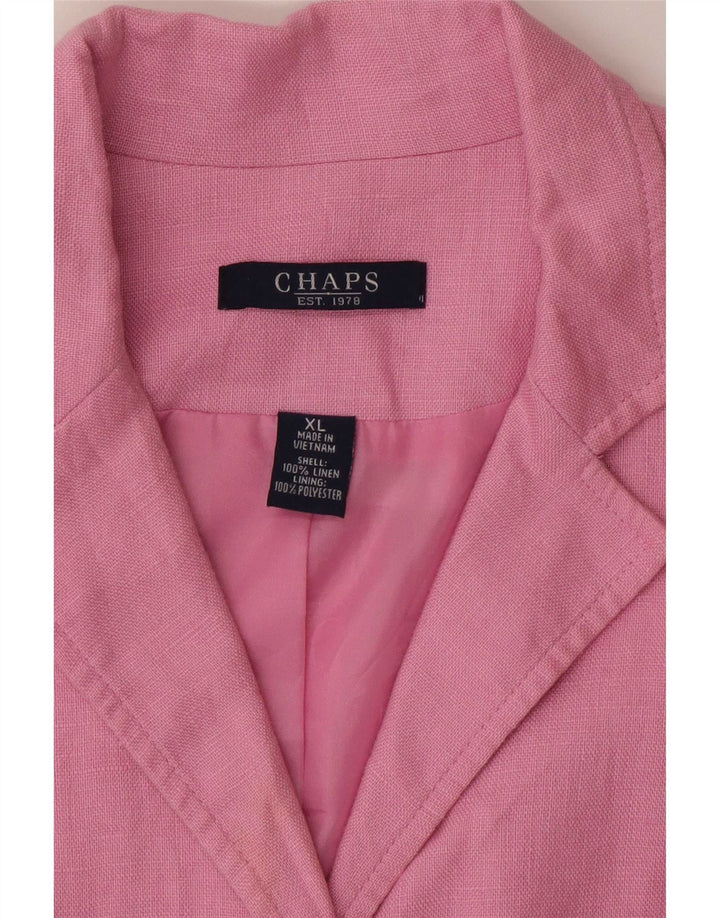 Chaps Γυναικείο Μπουφάν με 4 κουμπιά 3/4 μανίκια Blazer UK 18 XL Ροζ Λινό