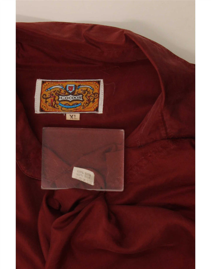 Vintage ανδρικό πουκάμισο XL μεταξωτό μπορντό