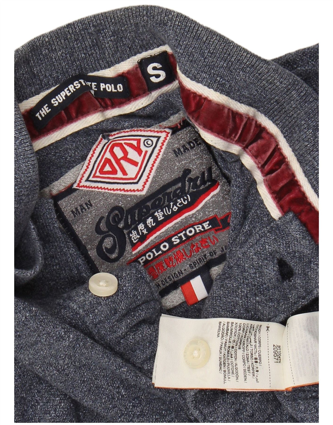 Ανδρικό μακρυμάνικο μπλουζάκι πόλο SUPERDRY Μικρό μπλε ναυτικό βαμβακερό