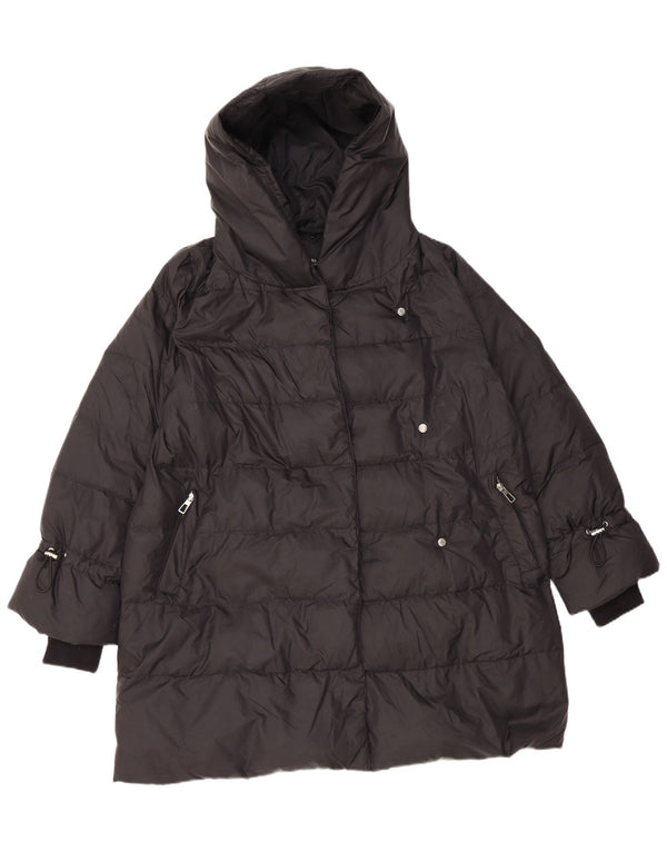 Zara Γυναικείο παλτό με κουκούλα UK 14 Medium Black Polyamide