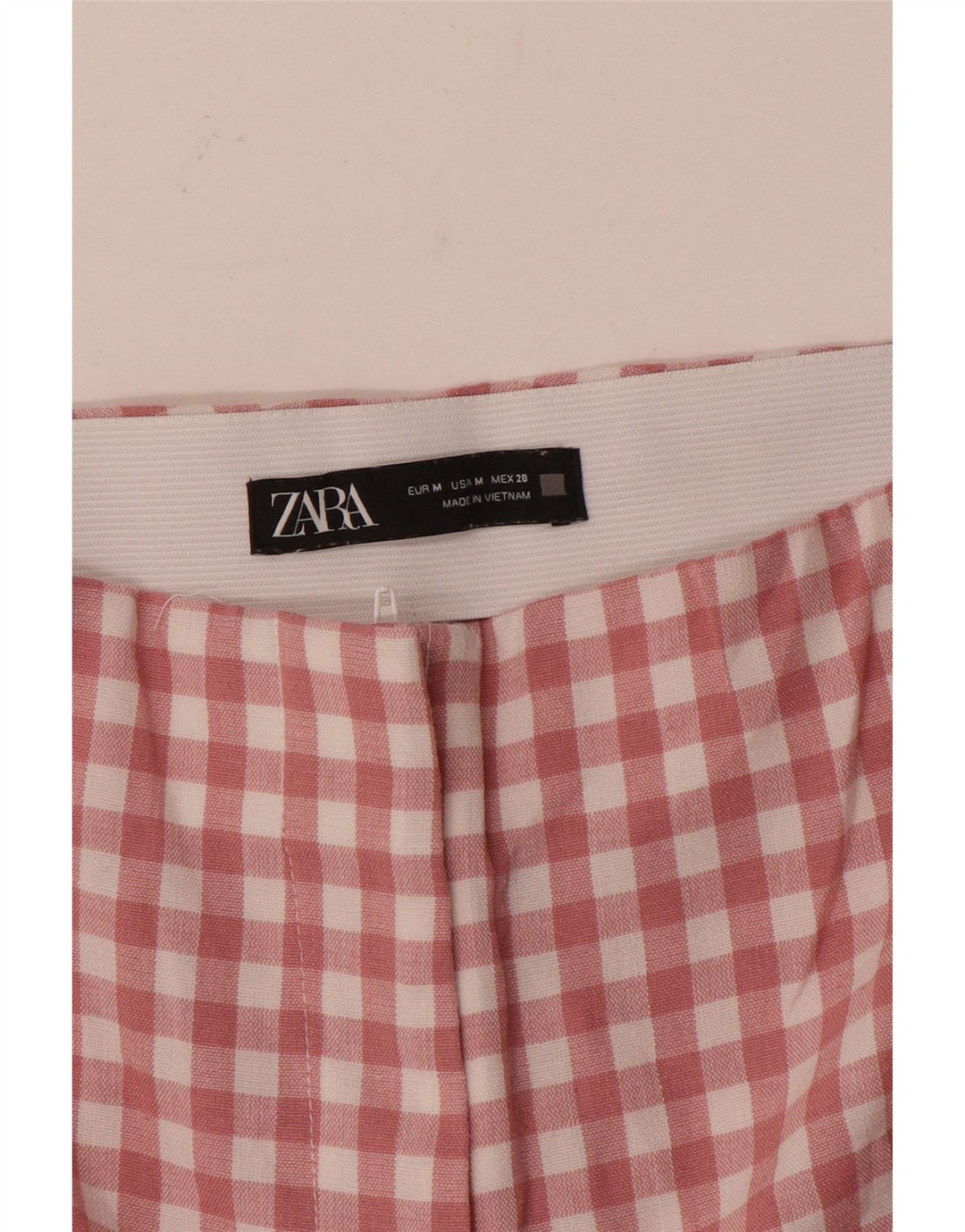 Zara Γυναικείο ίσιο κομμένο παντελόνι Medium W28 L25 Pink Check
