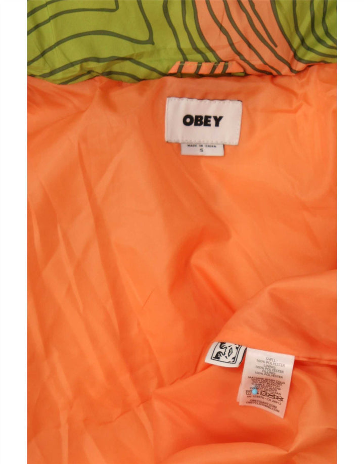Obey γυναικείο υπερμεγέθη σακάκι με επένδυση UK 10 Μικρό πράσινο γεωμετρικό πολυεστέρα