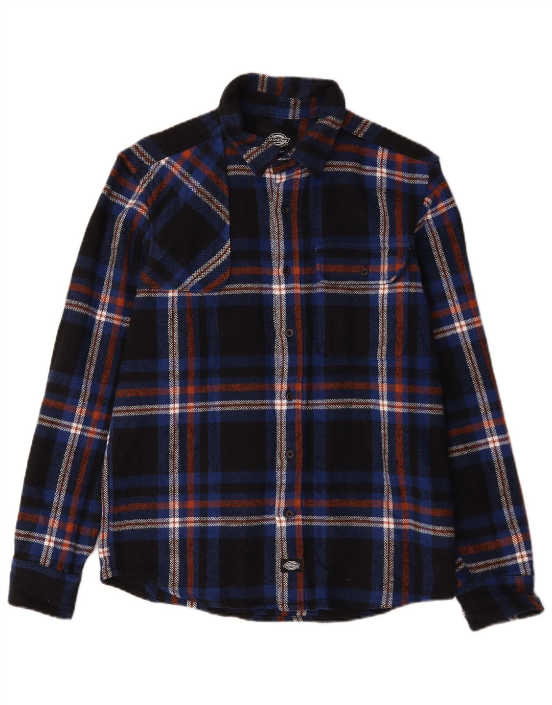 Dickies Mens Flannel Shirt Small Navy Blue Check Cotton