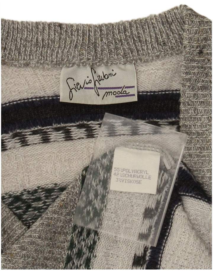 VINTAGE Ανδρικό γιλέκο Tank Top Μεσαίο Γκρι Ριγέ Πολυακρυλικό