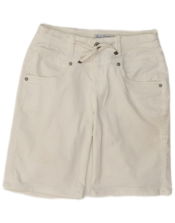 Γυναικείο casual σορτς με κόκκινο κουμπί EU 36 Small W27 Λευκό βαμβακερό