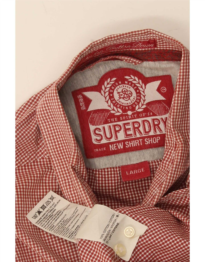 Ανδρικό πουκάμισο Superdry μεγάλο κόκκινο βαμβακερό Gingham