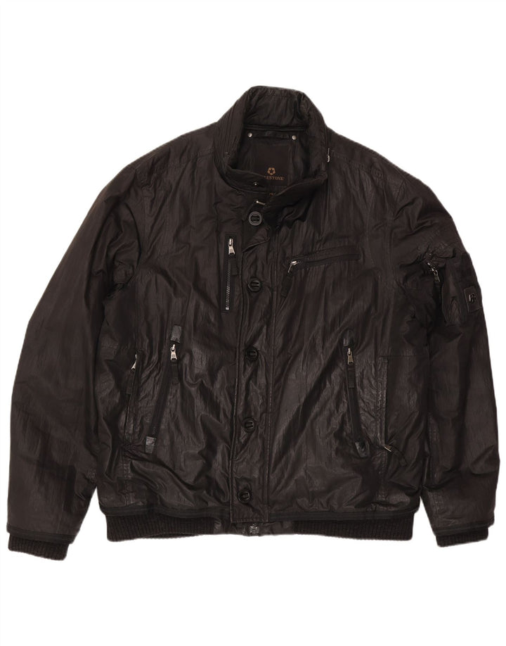 Milestone Ανδρικό Bomber Jacket με κουκούλα UK 44 2XL Μαύρο Πολυεστέρας