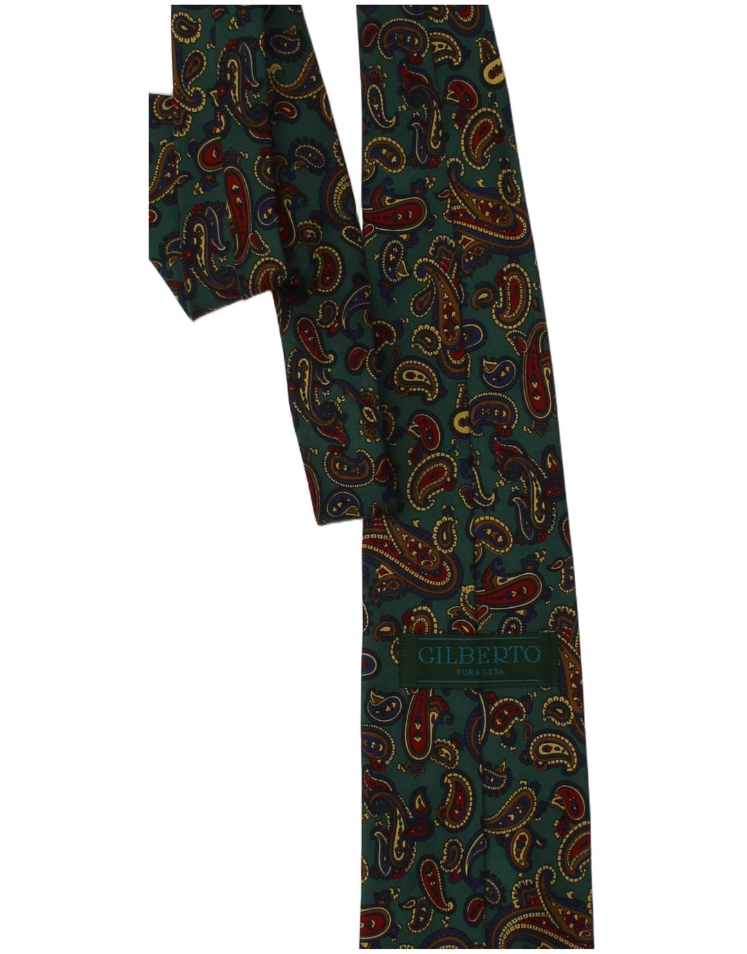 Ανδρική γραβάτα Gilberto One Size Green Paisley Silk Classic