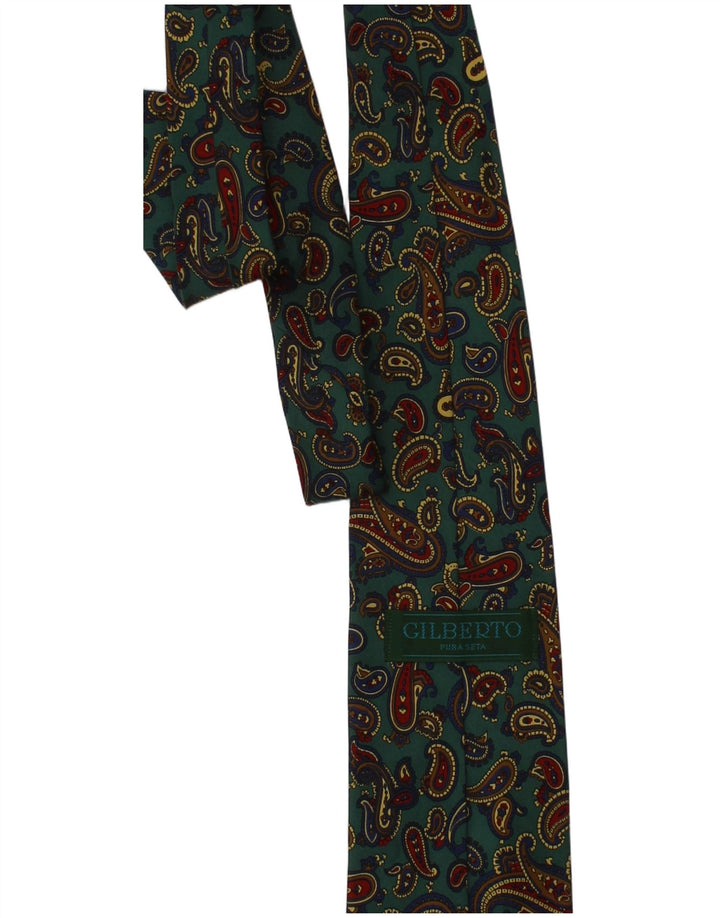 Ανδρική γραβάτα Gilberto One Size Green Paisley Silk Classic