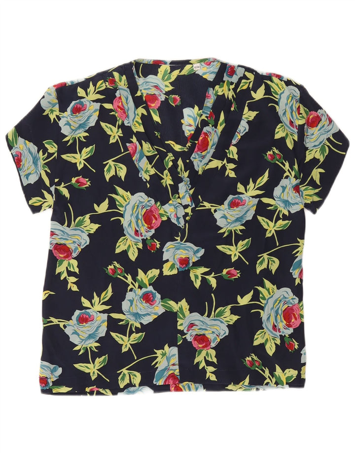 Vintage Γυναικεία Μπλούζα Τοπ IT 42/44 Medium Navy Blue Floral