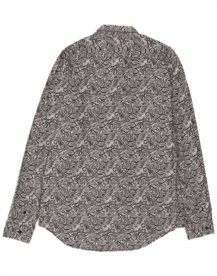 Ανδρικό πουκάμισο Zara Slim Fit μεγάλο γκρι βαμβακερό Paisley