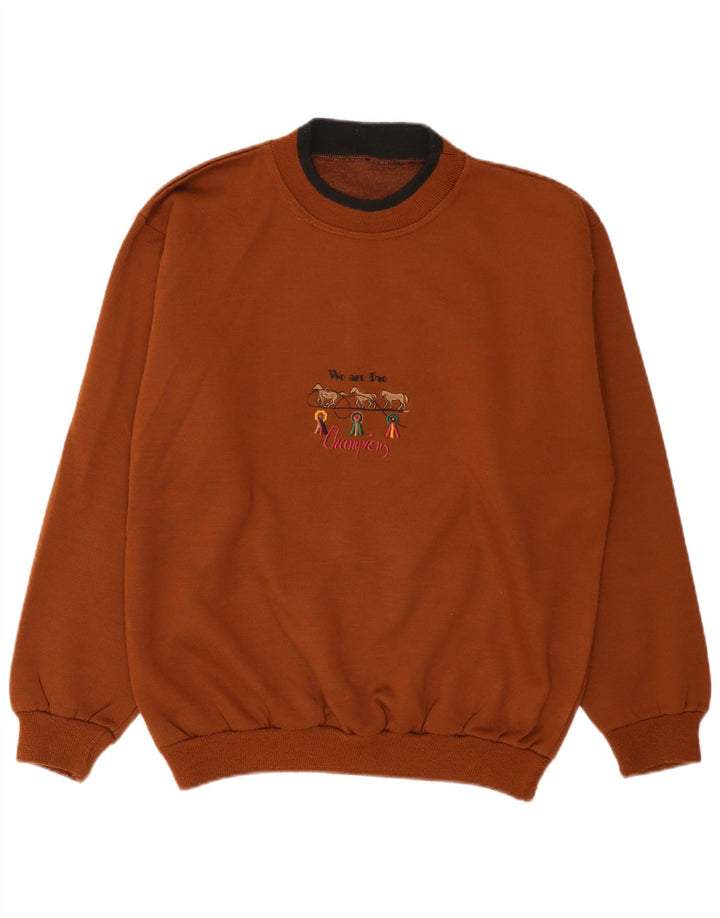 Vintage ανδρικό γραφικό φούτερ Jumper Μεσαίο καφέ βαμβακερό