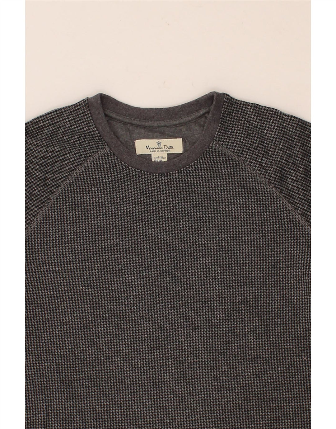 MASSIMO DUTTI Boys Sweatshirt Jumper 9-10 Years Grey Houndstooth Cotton Vintage Massimo Dutti and Second-Hand Massimo Dutti from Messina Hembry 