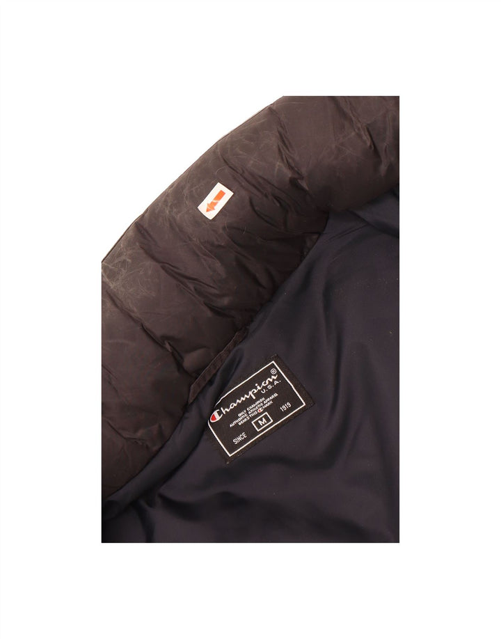 CHAMPION Mens Hooded Padded Jacket UK 38 Medium Black Nylon Vintage Champion and Second-Hand Champion from Messina Hembry 