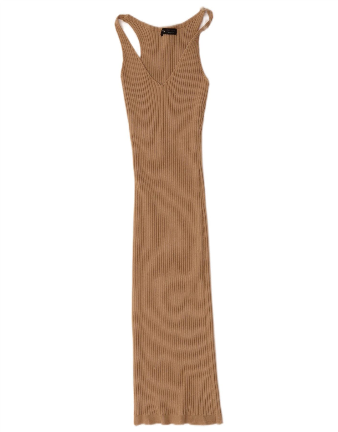 Shein Γυναικείο Αμάνικο Bodycon Φόρεμα UK 8 Small Beige Polyester