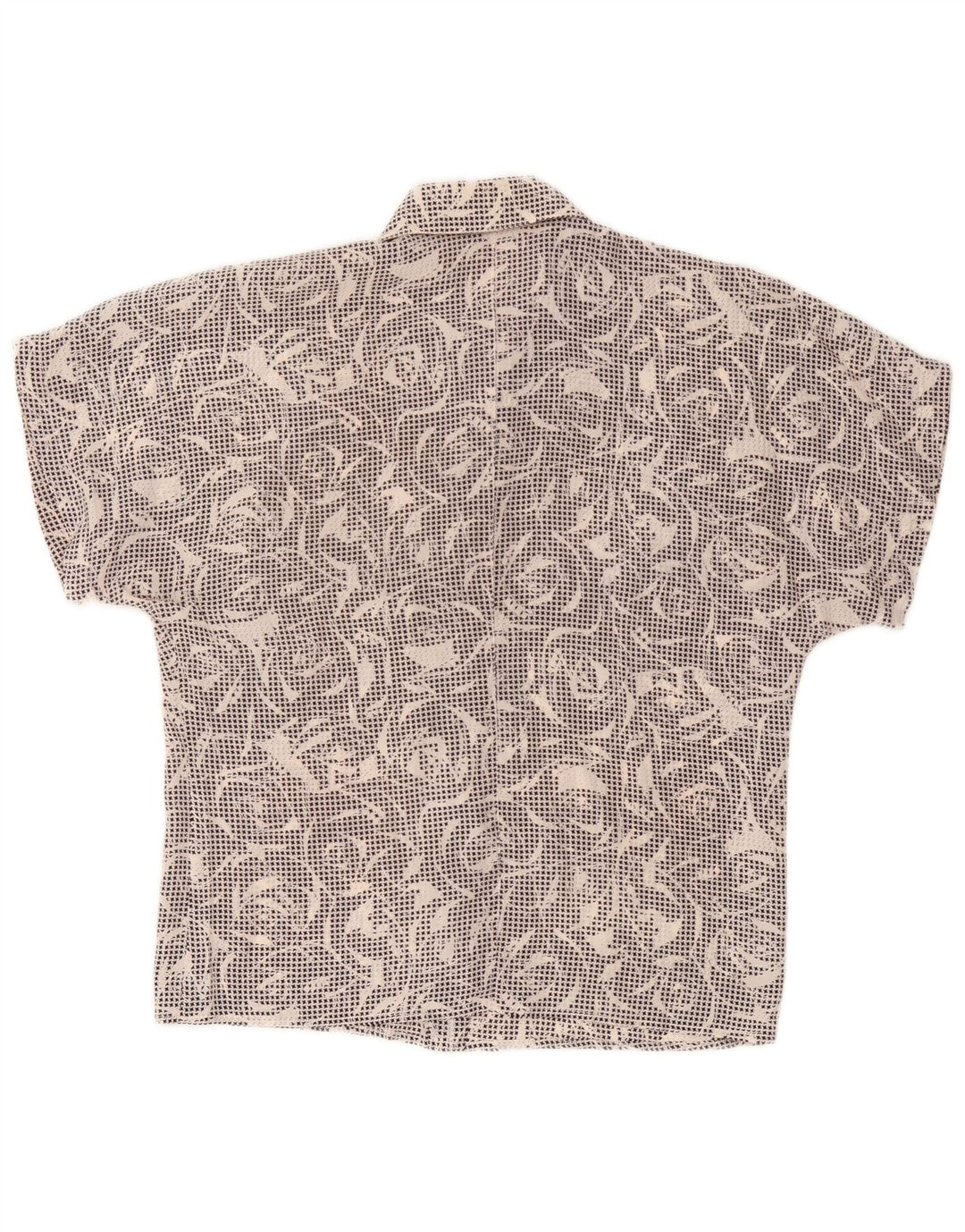 Vintage γυναικείο κοντομάνικο πουκάμισο UK 14 Medium Black Houndstooth