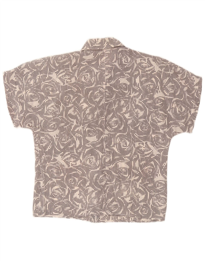 Vintage γυναικείο κοντομάνικο πουκάμισο UK 14 Medium Black Houndstooth