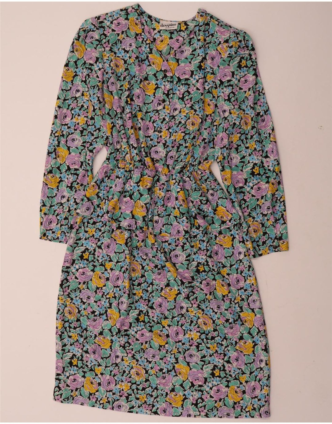 ELENA MIRO Γυναικείο μακρυμάνικο φόρεμα Peplum UK 22 3XL Πολύχρωμο Floral