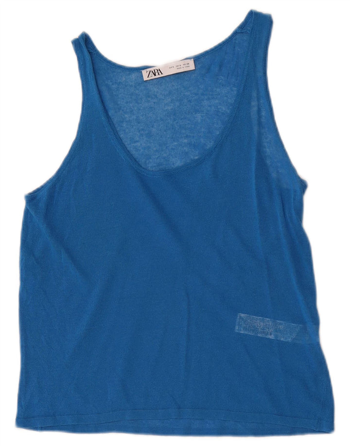 Zara Γυναικείο γιλέκο Crop UK 8 Small Blue Acrylic