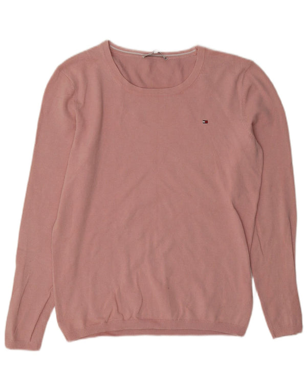 Tommy Hilfiger Γυναικείο πουλόβερ με λαιμόκαυστο UK 14 Μεσαίο ροζ βαμβακερό