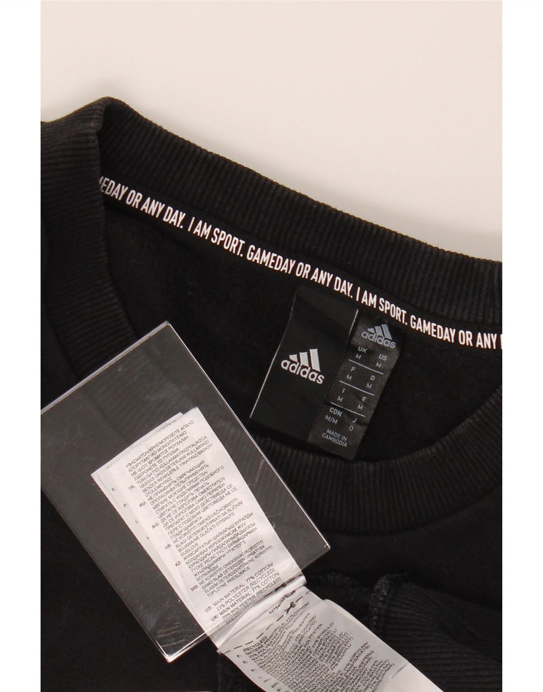 ADIDAS Mens Graphic Sweatshirt Jumper Medium Black Cotton Vintage Adidas and Second-Hand Adidas from Messina Hembry 
