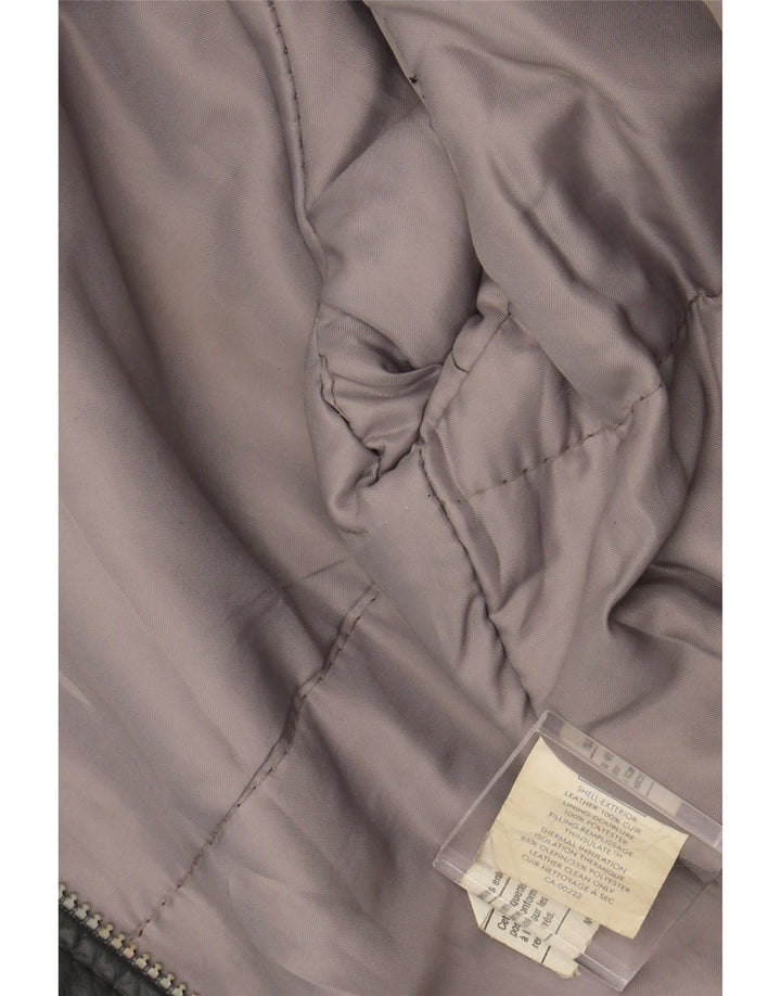VINTAGE Ανδρικό Δερμάτινο Μπουφάν UK 40 Large Grey Leather