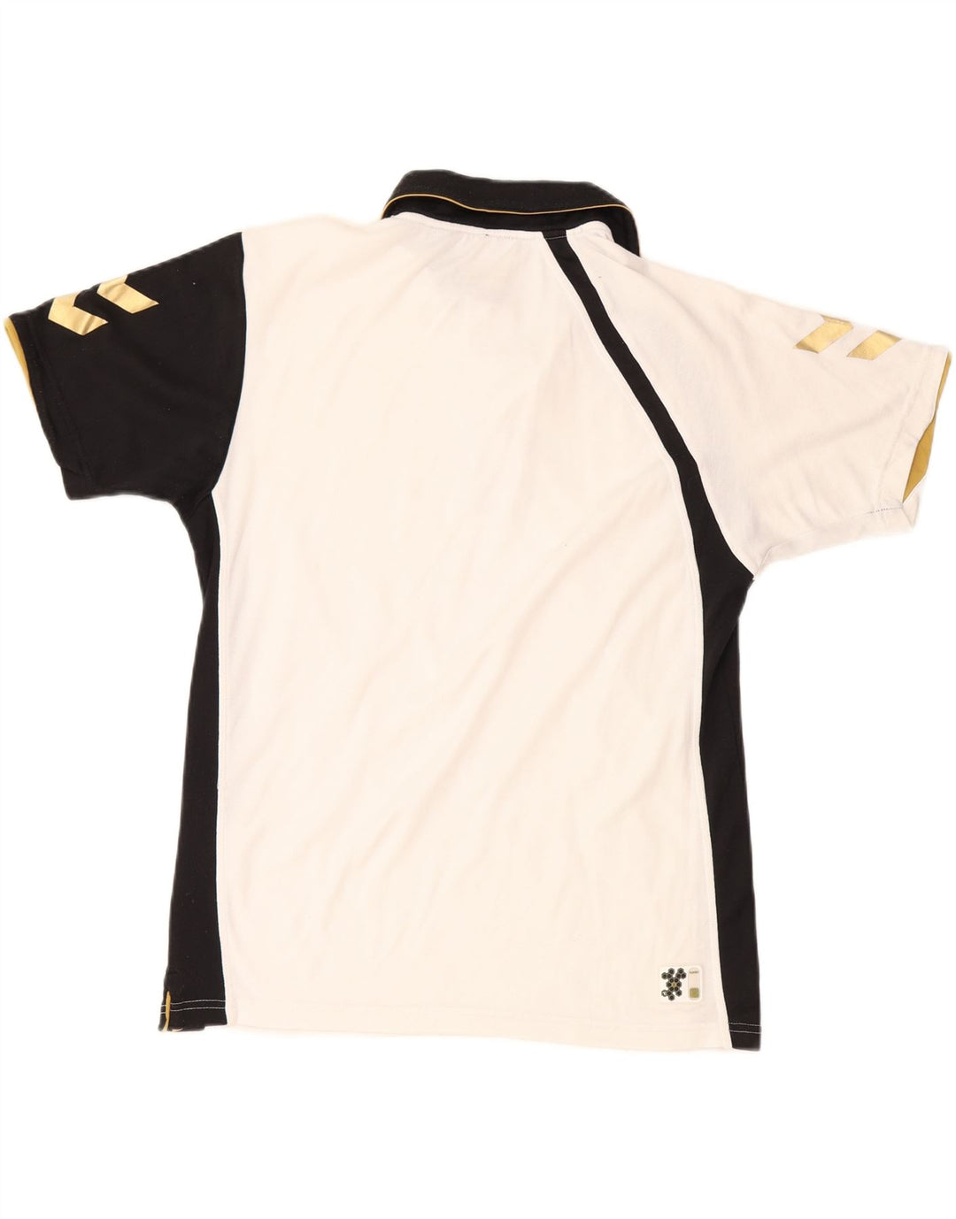 HUMMEL Mens Graphic Polo Shirt Medium White Colourblock Cotton Vintage Hummel and Second-Hand Hummel from Messina Hembry 