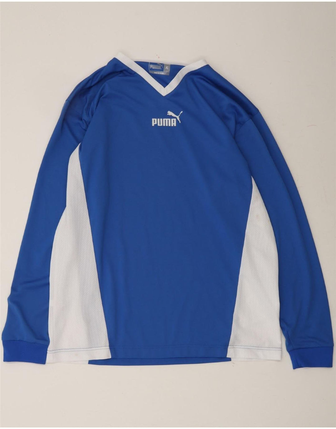 PUMA Mens Top Long Sleeve XL Blue Colourblock Polyester Vintage Puma and Second-Hand Puma from Messina Hembry 