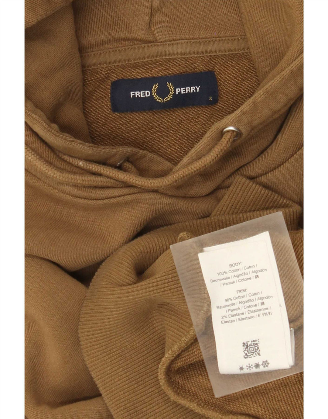 Fred Perry Γυναικεία κουκούλα με κουκούλα, μικρό μπεζ βαμβακερό