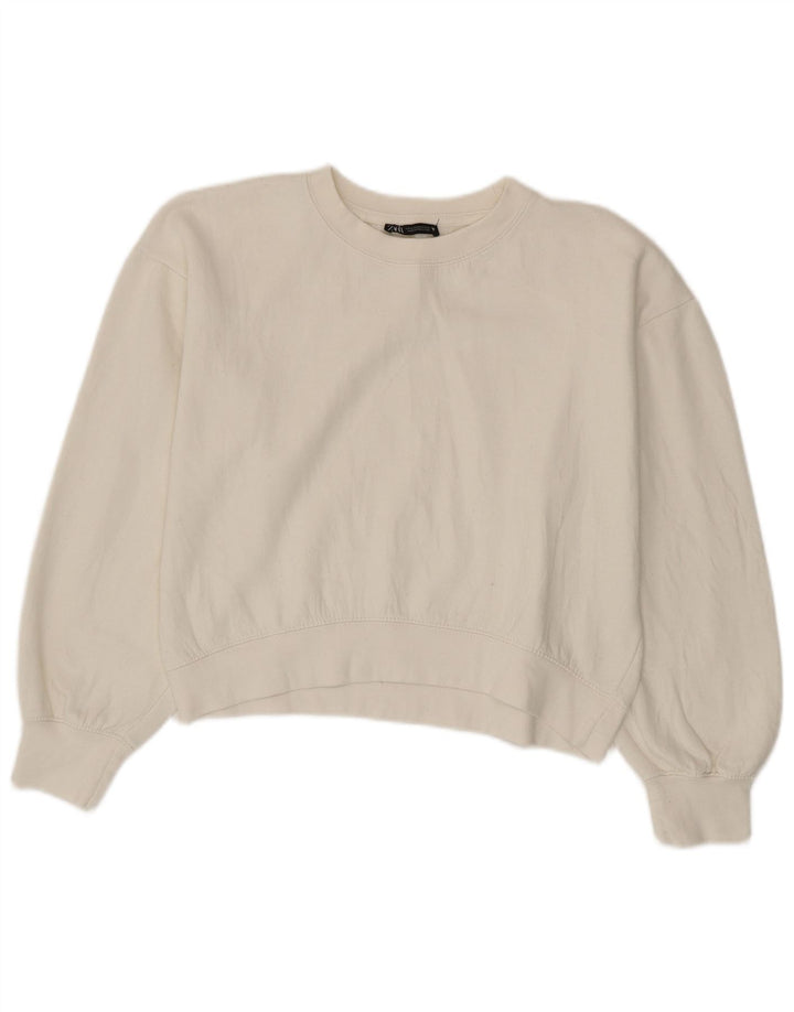 Zara Γυναικεία φούτερ Crop Jumper UK 14 Medium White