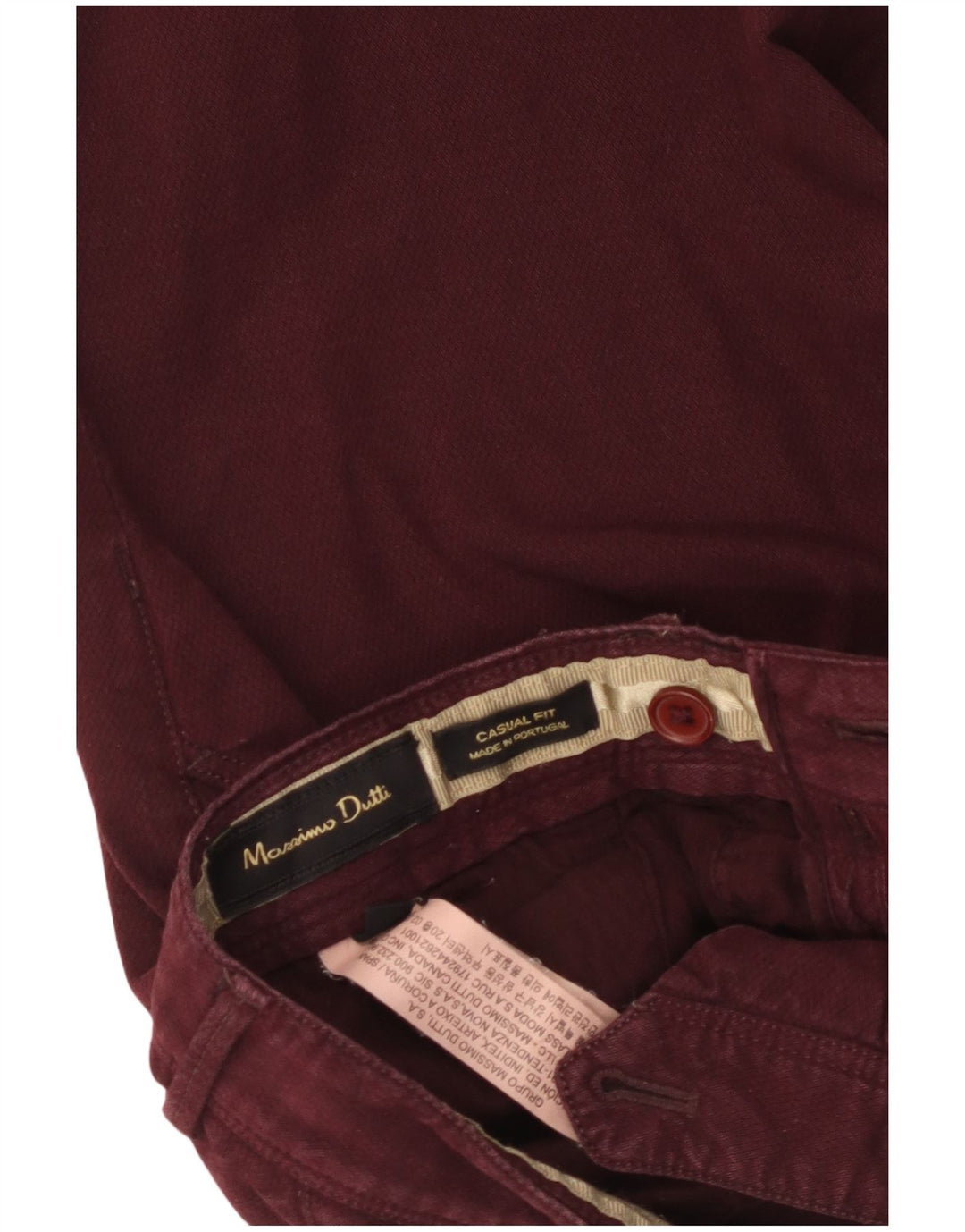 MASSIMO DUTTI Ανδρικό λεπτό παντελόνι Chino EU 40 Medium W31 L33 Burgundy