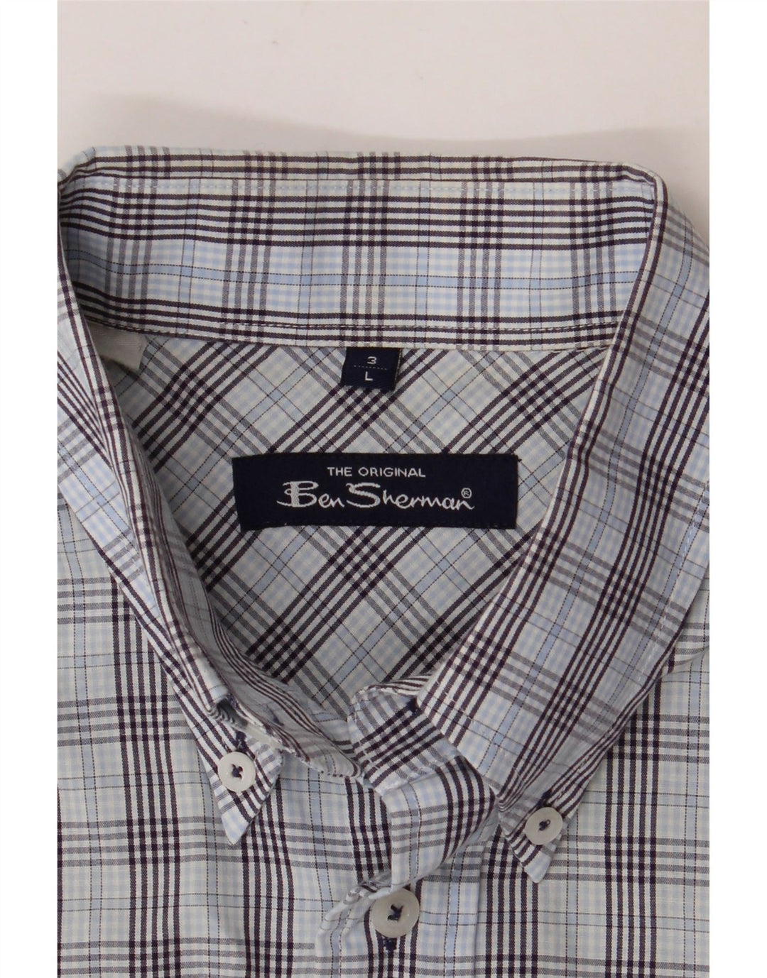 BEN SHERMAN Ανδρικό κοντομάνικο πουκάμισο μεγάλο μπλε καρό