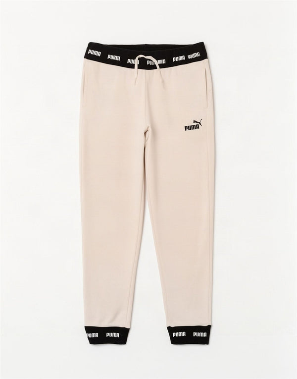 Ανδρική φόρμα γραφικής Puma Παντελόνι Joggers XS White Colourblock Βαμβακερό