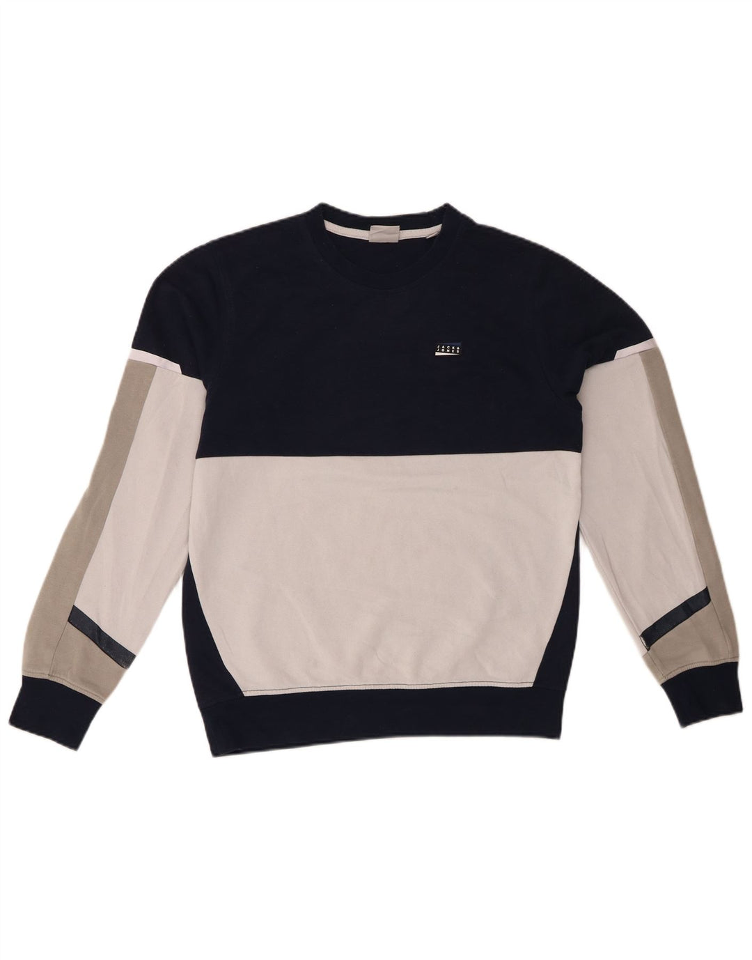 JACK & JONES Ανδρικό φούτερ Jumper Μικρό μπλε Navy Colourblock Βαμβακερό