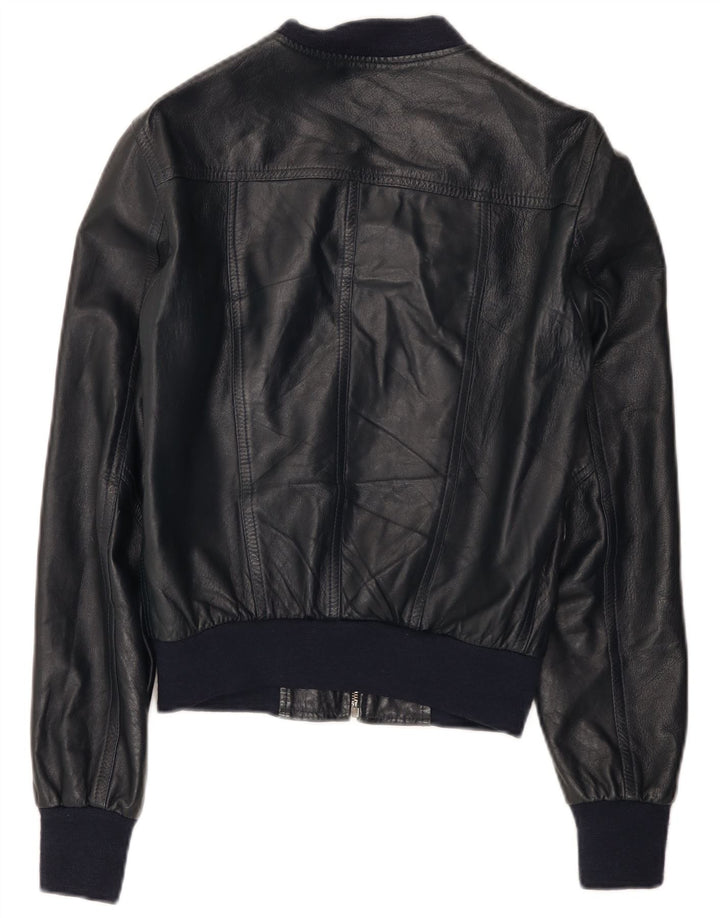 Imperial Γυναικείο Δερμάτινο Μπουφάν UK 12 Medium Navy Blue Leather