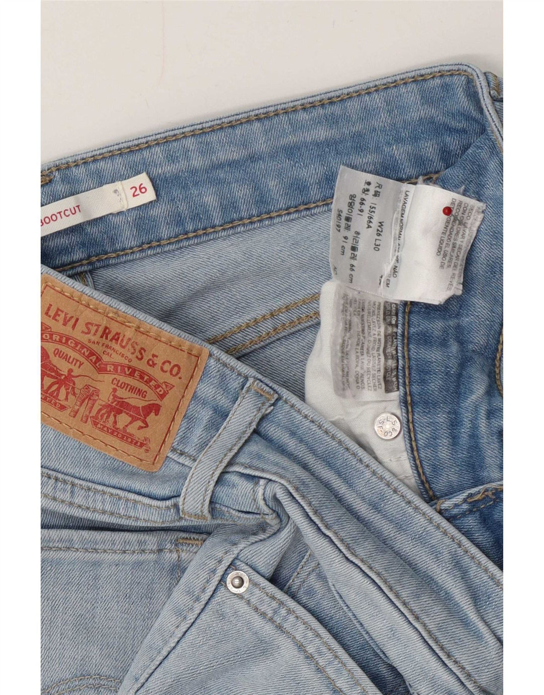 Levi's Womens 715 Distressed Bootcut Jeans W26 L30 Blue Cotton