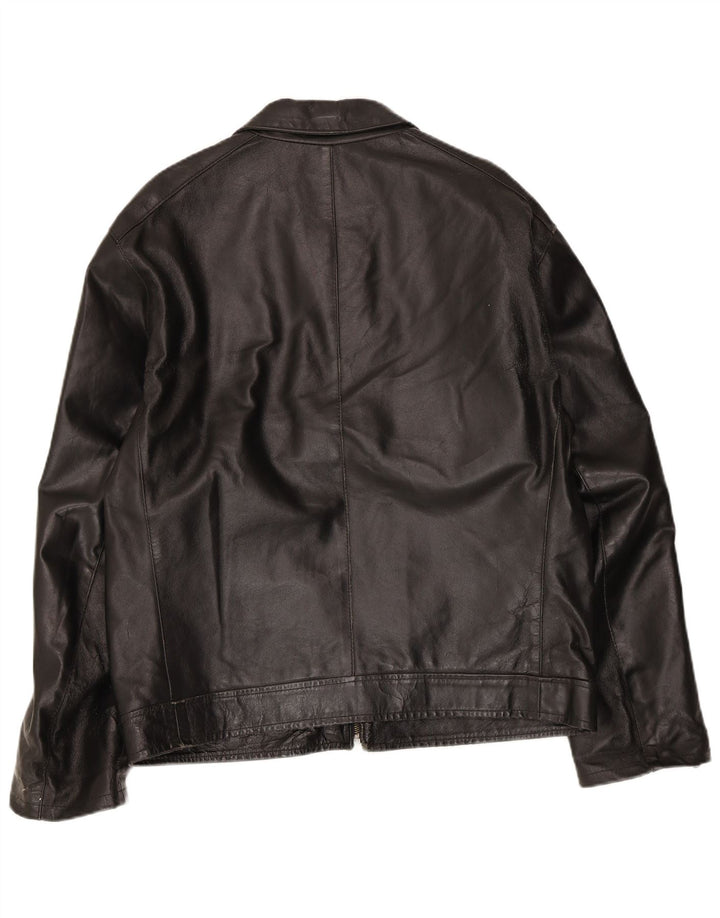 Vintage Ανδρικό Bomber Δερμάτινο Μπουφάν UK 42 2XL Μαύρο Δερμάτινο
