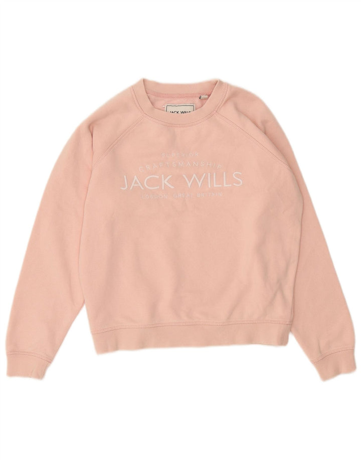 Jack Wills Γυναικεία γραφική μπλούζα μεγάλου μεγέθους Jumper UK 6 Small Pink