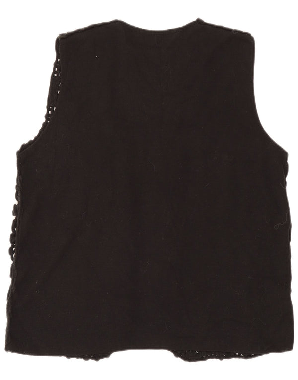 Vintage Γυναικεία Αμάνικη Ζακέτα UK 18 XL Black Floral