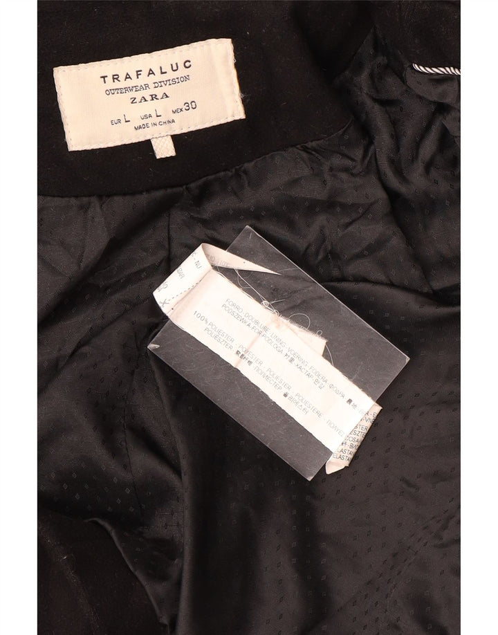 Zara Γυναικείο παλτό Trafaluc Double Breasted UK 14 Large Black Polyester