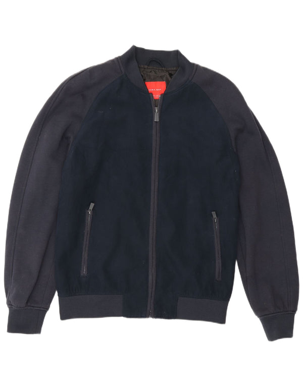 Zara Ανδρικό Bomber Jacket UK 40 Large Navy Blue